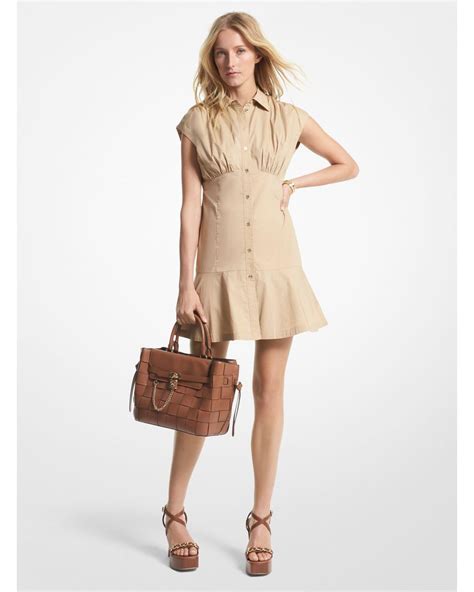 michael kors utility shirt dress|Stretch Organic Cotton Poplin Utility Shirtdress .